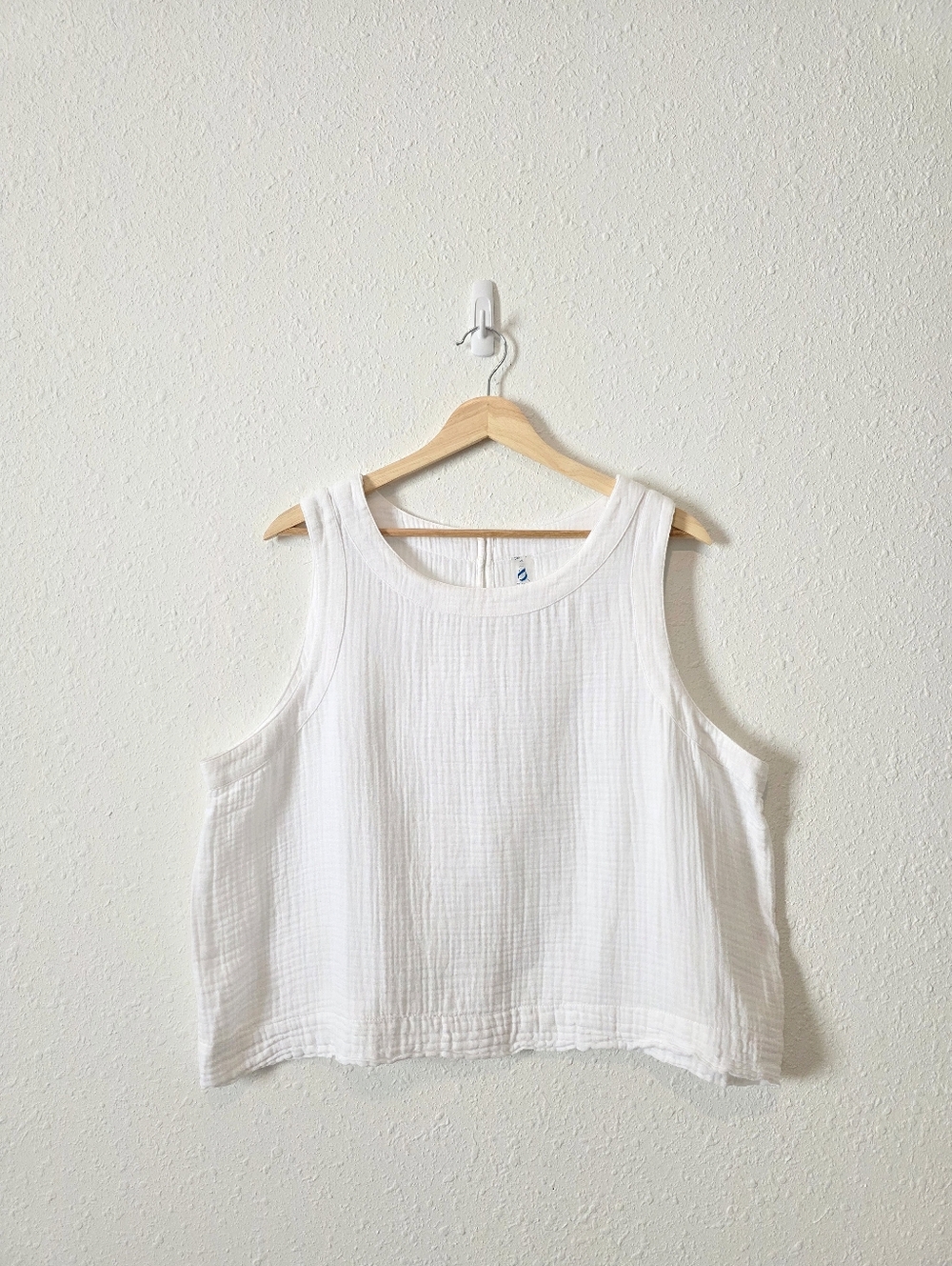 Lou & Grey White Cotton Gauze Tank XL